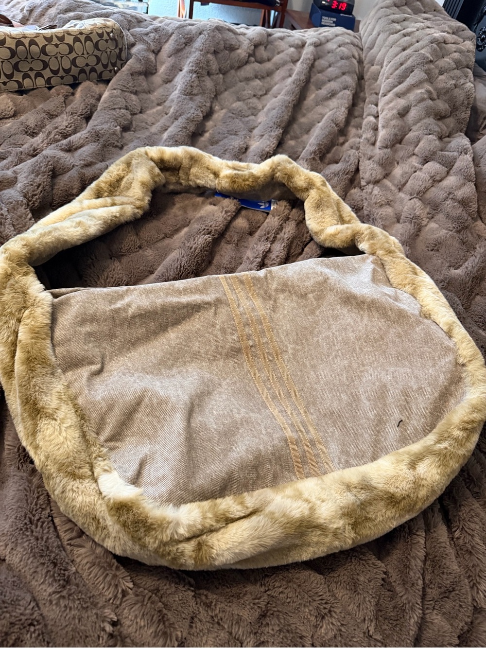 Adidas Faux Fur Taupe Shoulder Bag